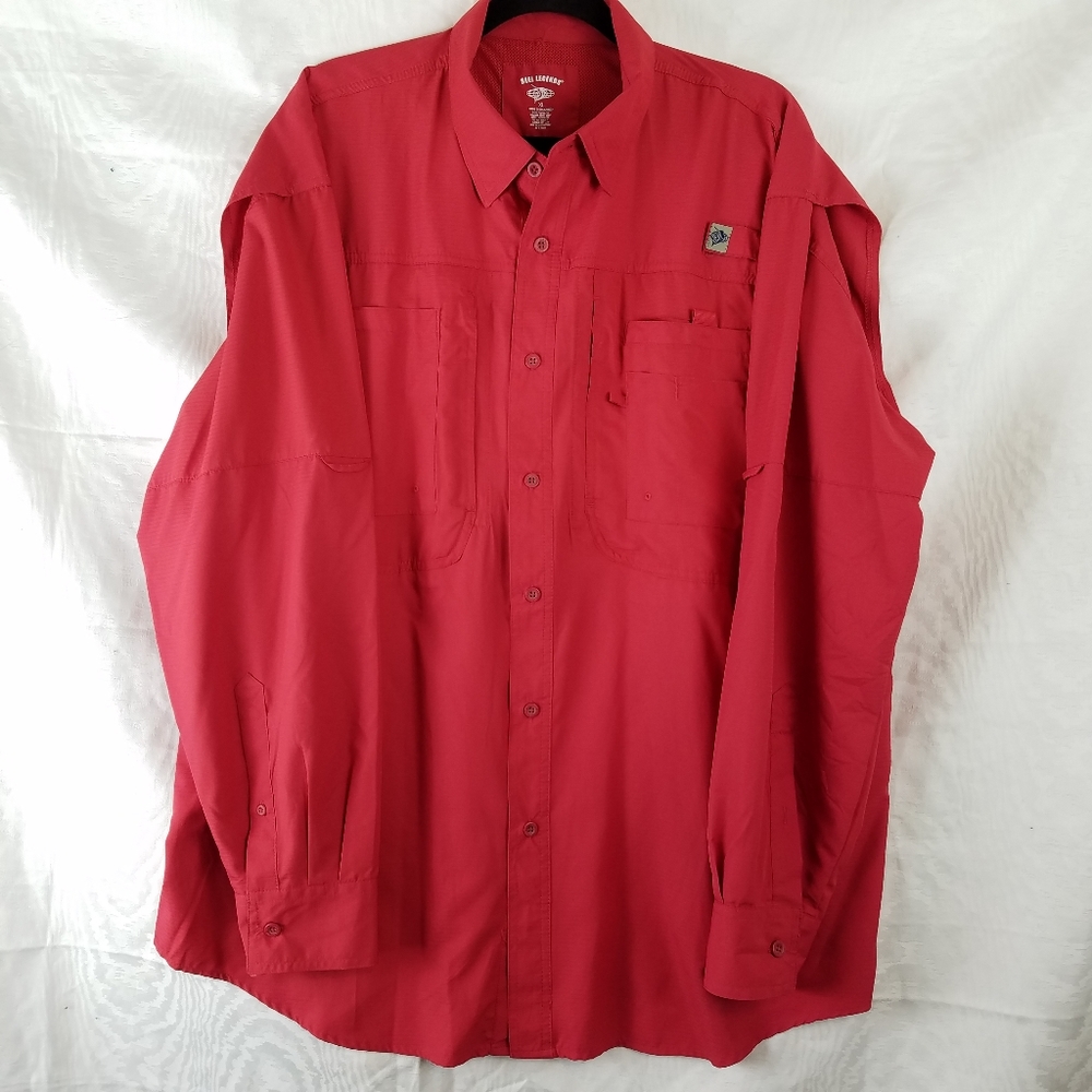 Reel Legends Vented Red Long sleeve salt water men's XL shirt